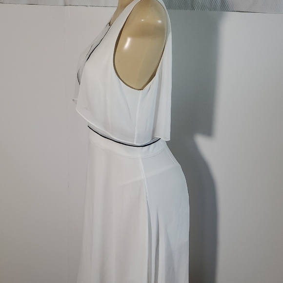 New WT BCBGMaxAzria White High Low Handkerchief Hem Chiffon Dress Size M - Picture 4 of 13
